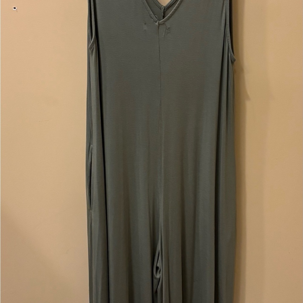 HYFVE Olive Green Wide Leg Jumpsuit Size Large | Soft Stretch Lounge Romper - Picture 3 of 5